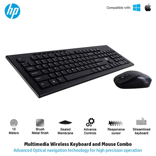HP Multimedia Slim Wireless Spill Resistance Keyboard & Mouse Combo (4SC12PA)