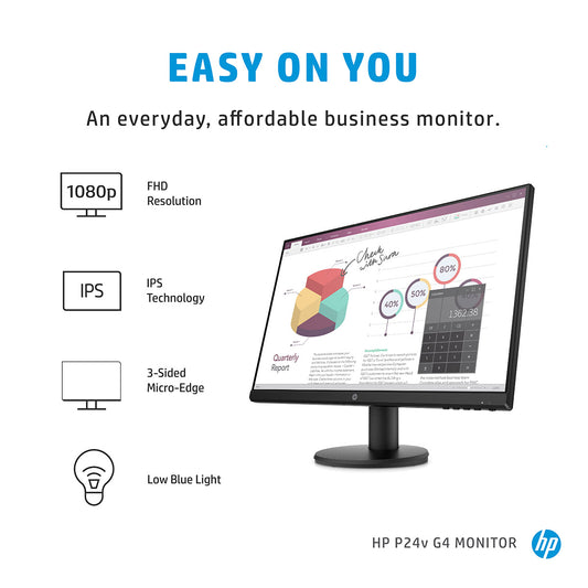 HP P24v G4 24-inch Full HD IPS Panel Anti-Glare Monitor with Low Blue Light Mode and 178° Viewing Angles