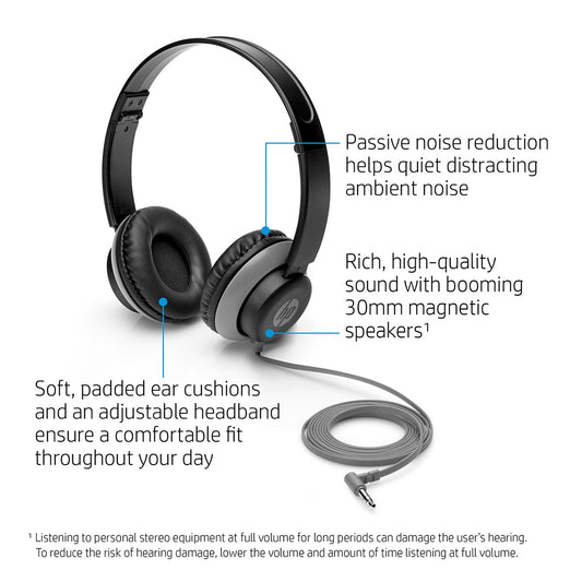 HP 200 Wired On-Ear Headphone with Foldable Design and 30mm Driver Unit