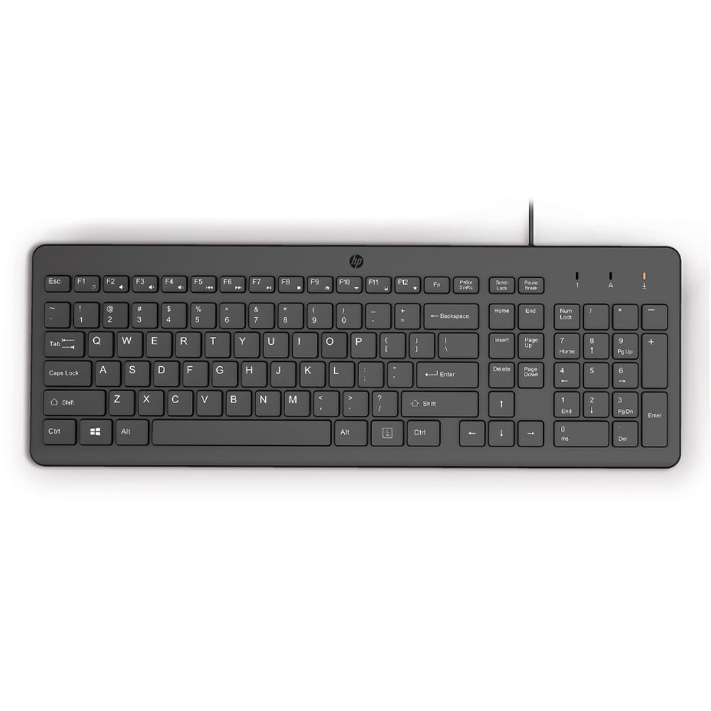HP 150 Wired Full-Size Keyboard with Low-Profile Quiet Keys