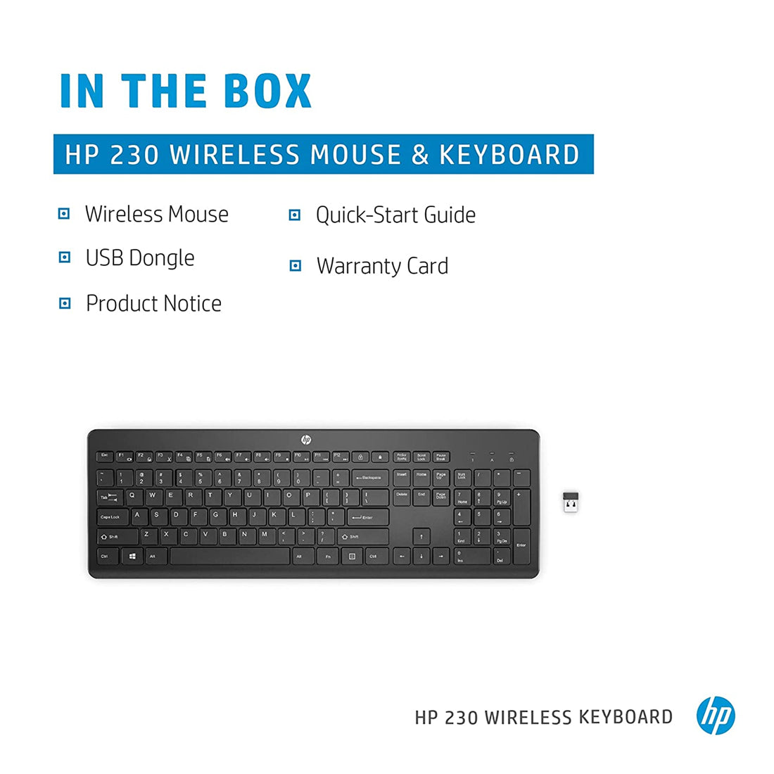 HP 230 Wireless Keyboard with 2.4GHz Wireless Connectivity and 12 Function Keys