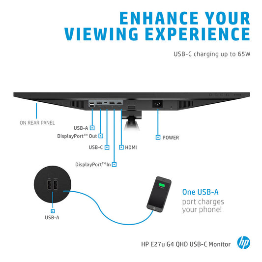 HP E27u G4 27-inch QHD IPS Monitor with USB Type-C and HP Eye Ease