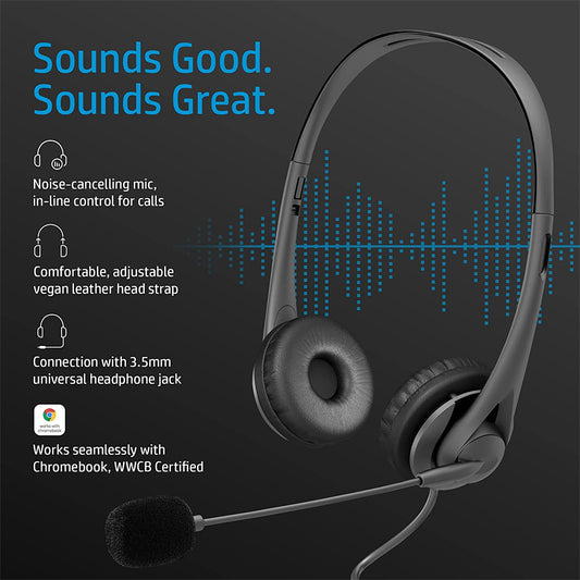 HP G2 Stereo 3.5mm Headset with Noise Cancelling and Volume Control