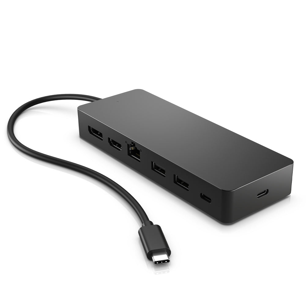 HP Universal USB-C Multiport Hub, HDMI Port, RJ45 Ethernet Port, DisplayPort Ports, 4K Dual Outputs, USB-A, Ports, USB-C Passthrough