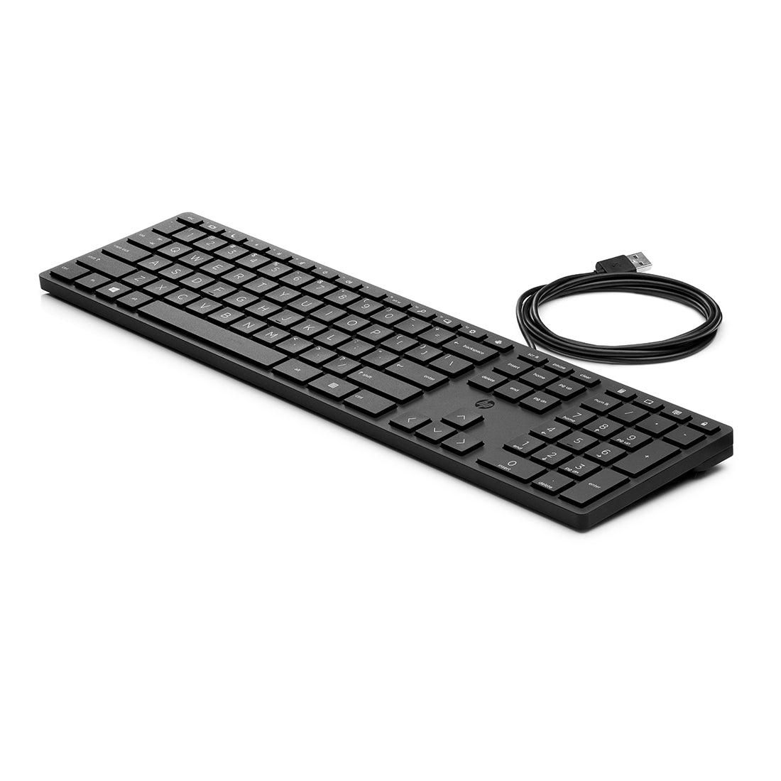HP 320K Wired Desktop Full-Size Keyboard with Low-Profile Quiet Keys and Adjustable Height