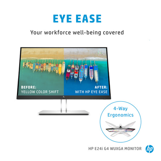 HP E24i G4 24-inch WUXGA IPS Monitor with USB 3.2 and HP Eye Ease
