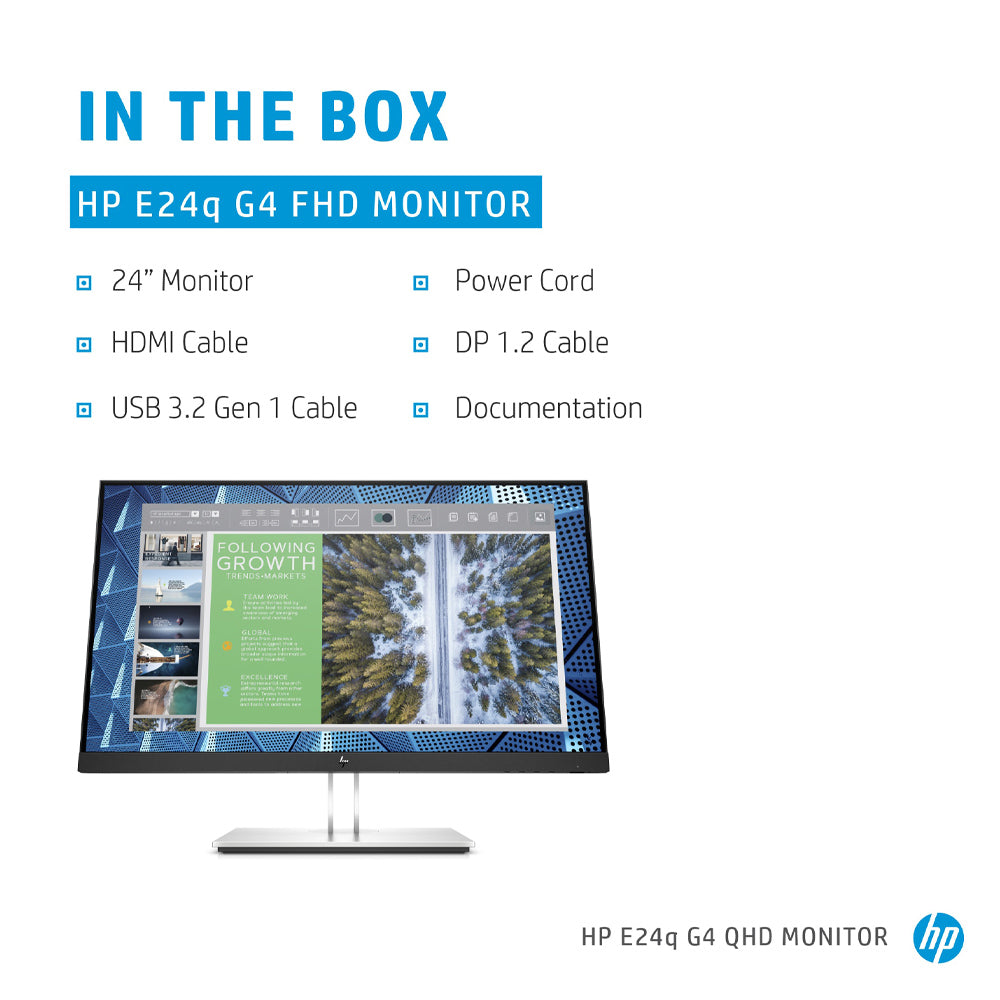 HP E24q G4 24-inch Quad-HD IPS Monitor with Flicker-Free and USB 3.2