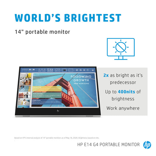 HP E14 G4 14-inch Full-HD IPS Portable Monitor with Anti-glare and 2 USB-C Ports