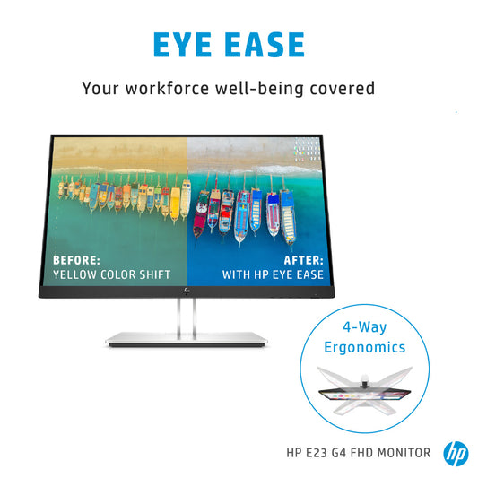 HP E23 G4 23-inch Full-HD IPS Ergonomic Monitor with Flicker-Free and USB 3.2