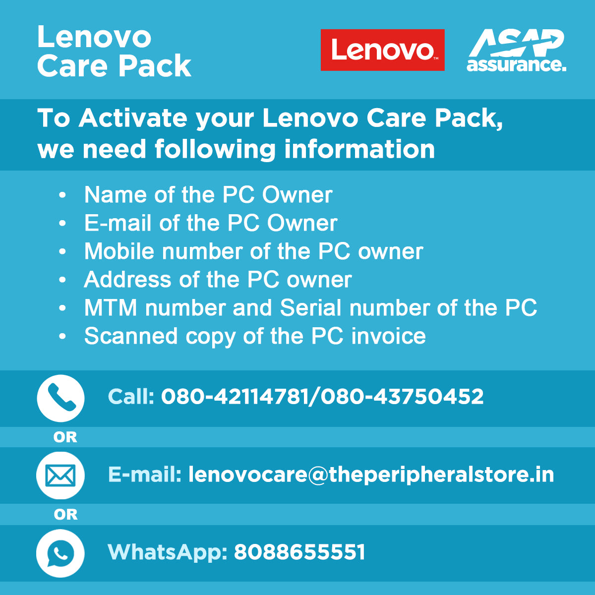 Lenovo PremiumCare 1 Year Support Warranty Pack for Idea NB Mainstream