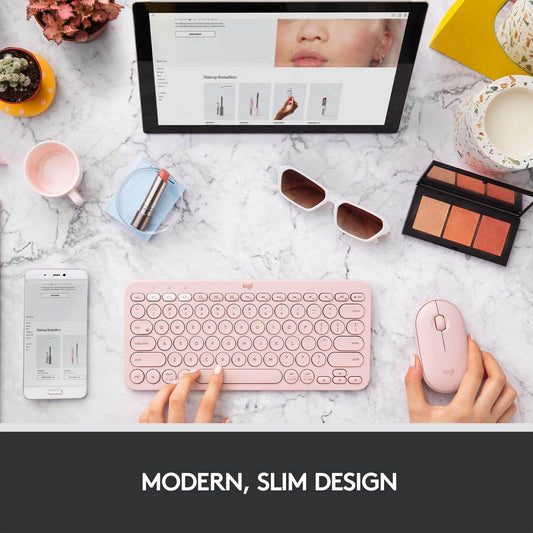 Logitech Pebble M350 Wireless Optical Silent Mouse with Dual Connectivity - Rose