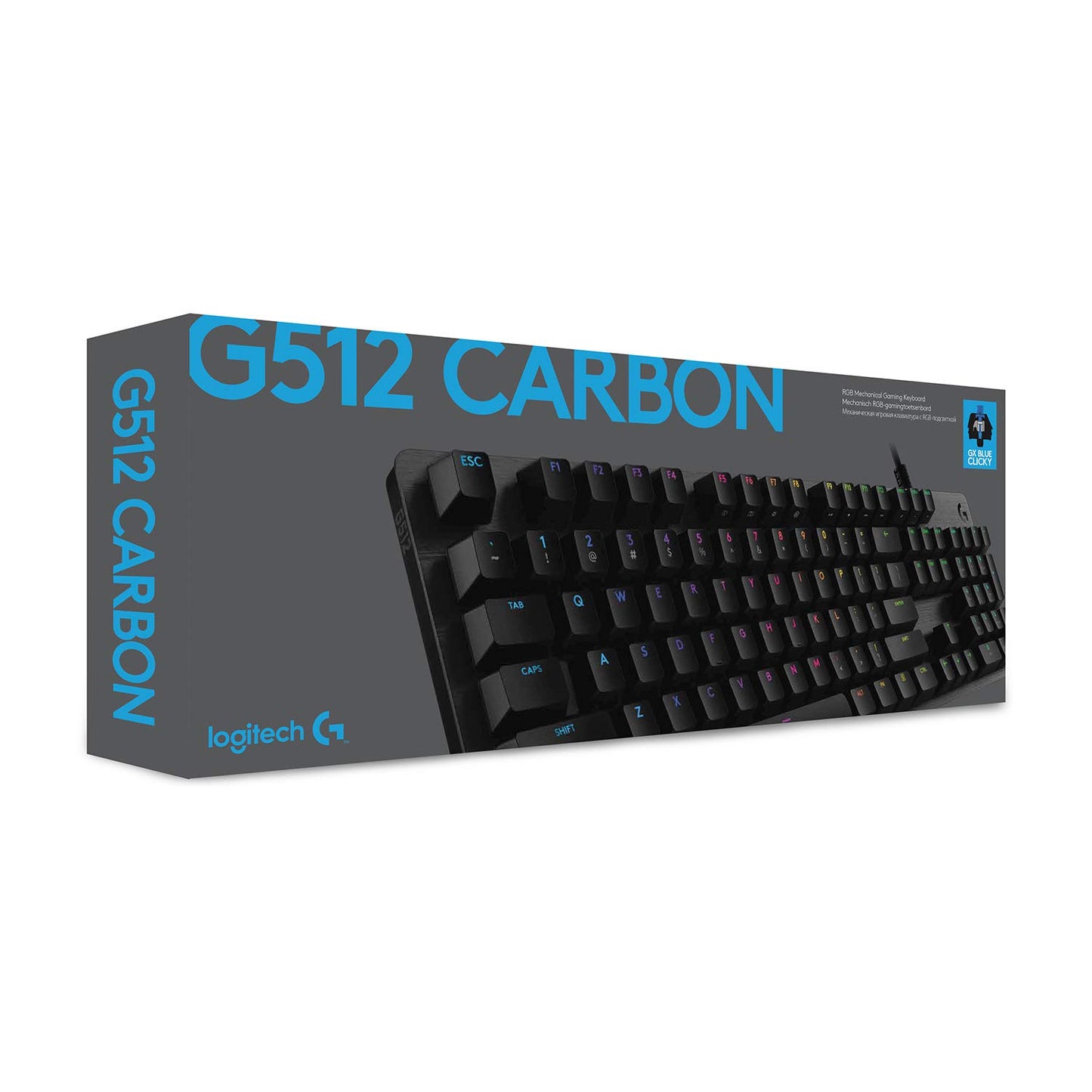 Logitech G512 Mechanical Wired Gaming Keyboard with GX Blue Clicky Switch USB Passthrough and Lightsync RGB
