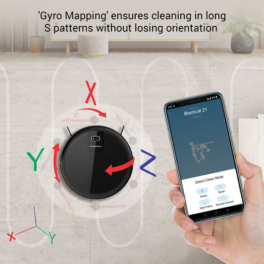 Milagrow BlackCat 21 Full Wet and Dry Robotic Vacuum Cleaner with Water Tank iBoost Suction and Self-Charging