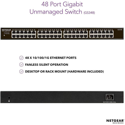NETGEAR GS348 48-Port Gigabit Ethernet Network Hub