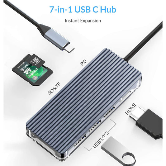 ORICO WB-7P Type-C 7-in-1 Transparent Hub with USB 3.0 RJ45 and HDMI