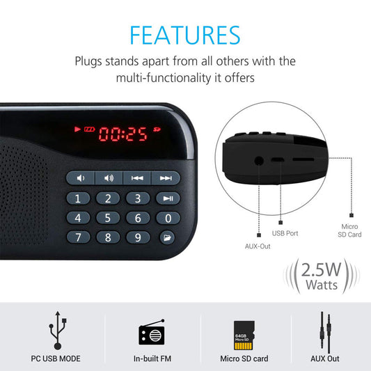Portronics Plugs POR-141 Mini Portable Speaker with FM and Micro SD Card Support