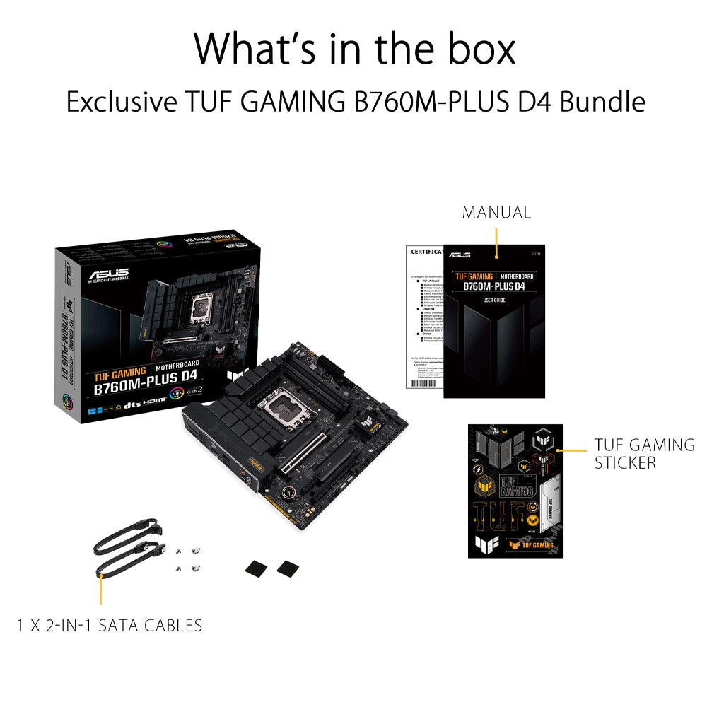ASUS TUF GAMING B760M-PLUS D4 Intel B760 LGA 1700 Micro-ATX Gaming Motherboard