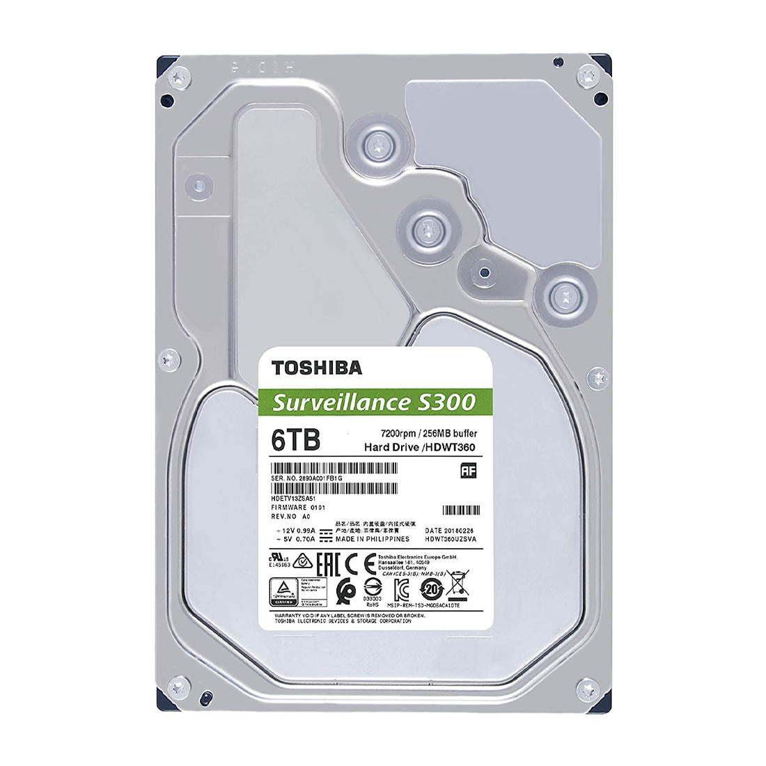 Toshiba S300 6TB 3.5-inch Surveillance Internal Hard Disk with RV Shock Sensors