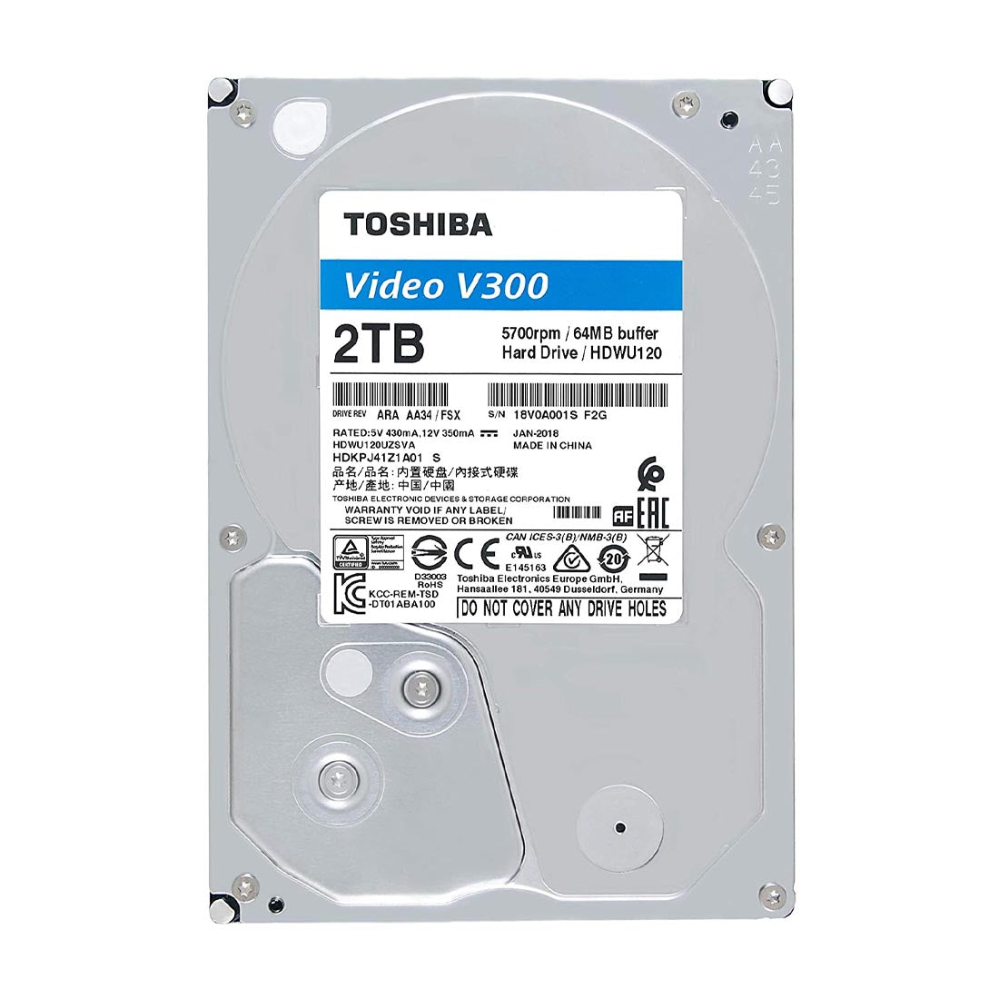 Toshiba V300 2TB 3.5-inch Video Streaming Internal Hard Disk with Temperature Control