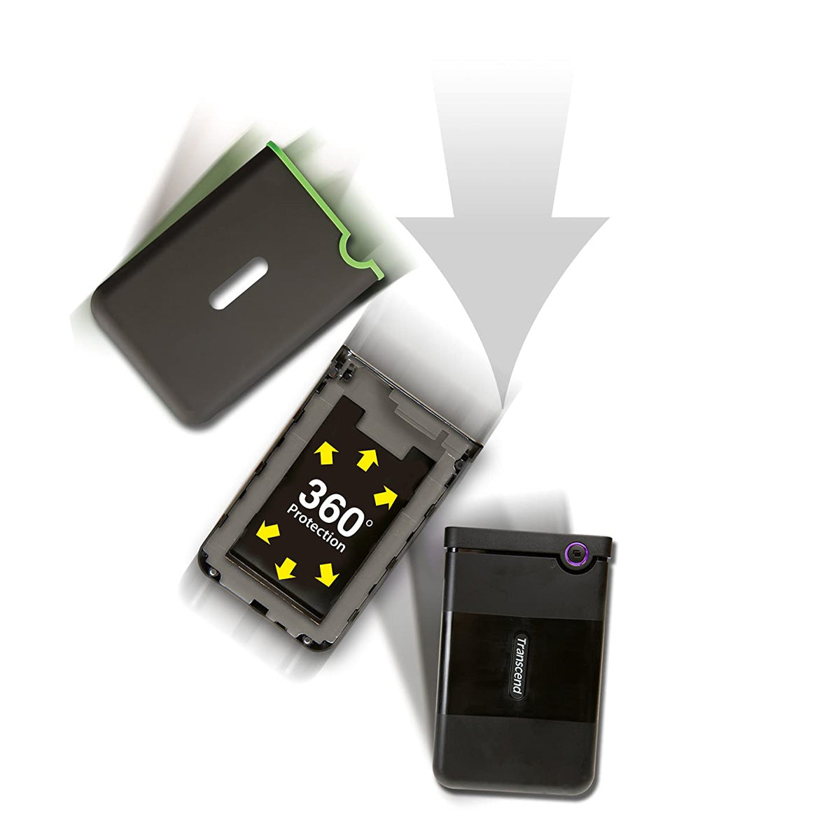 Transcend StoreJet 25M3 1TB External Portable Hard Disk with Anti-Shock and One Touch Auto Backup