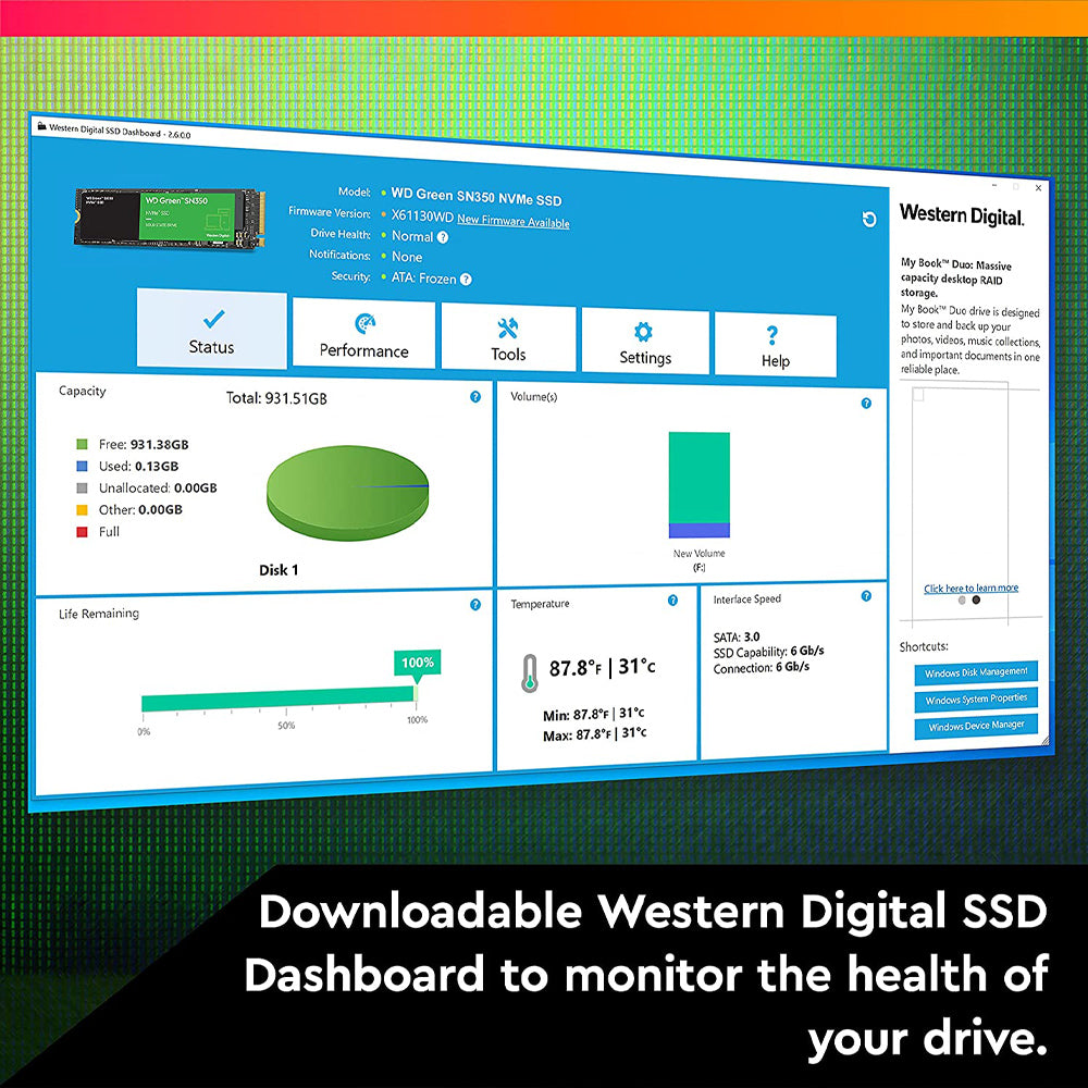 Western Digital Green SN350 1TB M.2 NVMe PCIe 3.0 Internal SSD