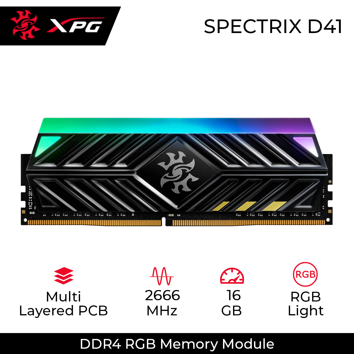 XPG Spectrix D41 DDR4 2666MHz RGB Desktop Memory