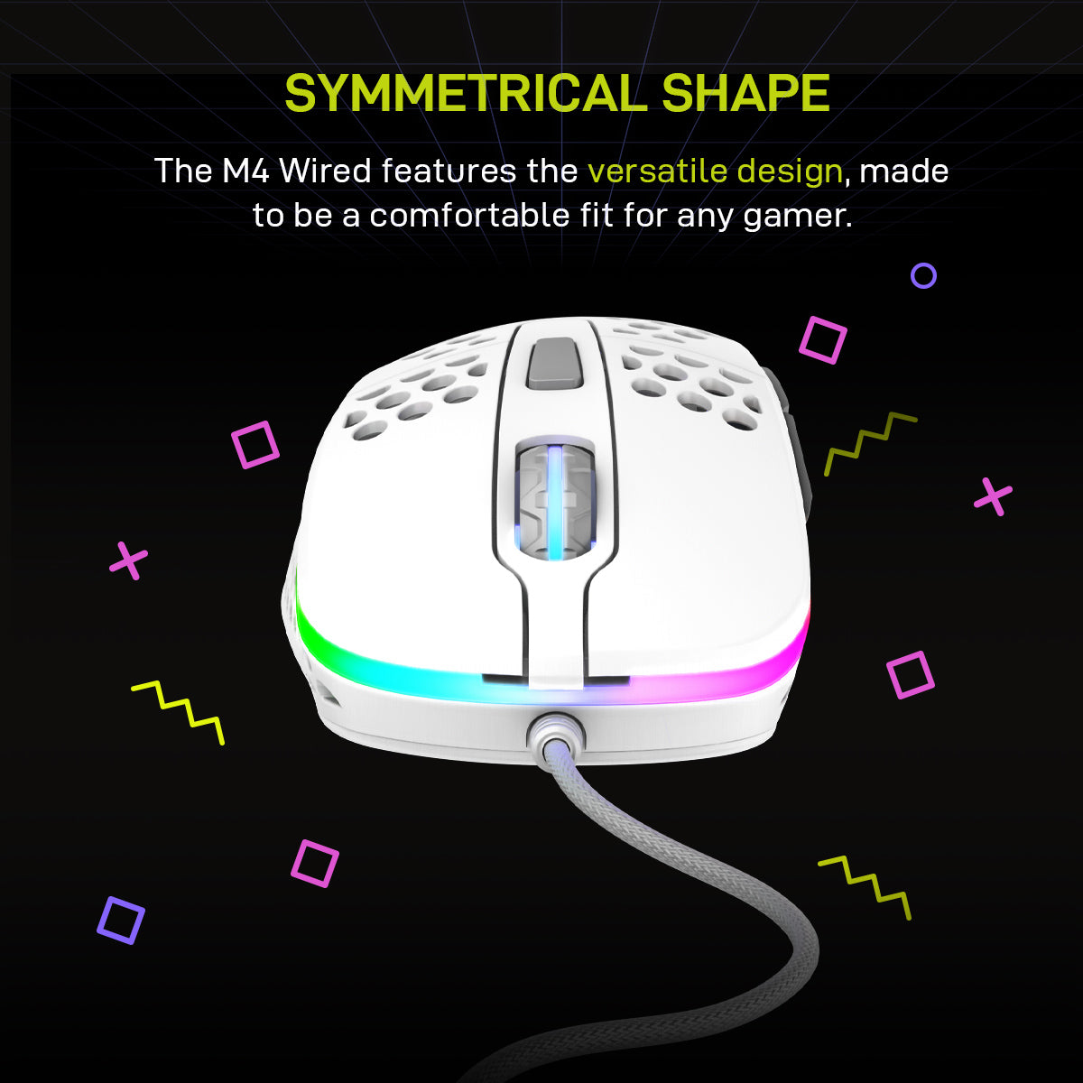 Xtrfy M4 White RGB Wired Lightweight Gaming Mouse with Pixart 3389 optical sensor