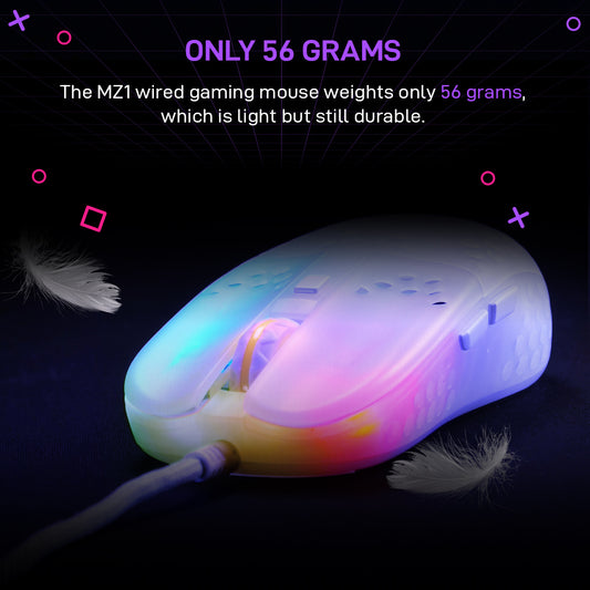 Xtrfy Rail White Wired Lightweight RGB Gaming Mouse with Pixart 3389 sensor