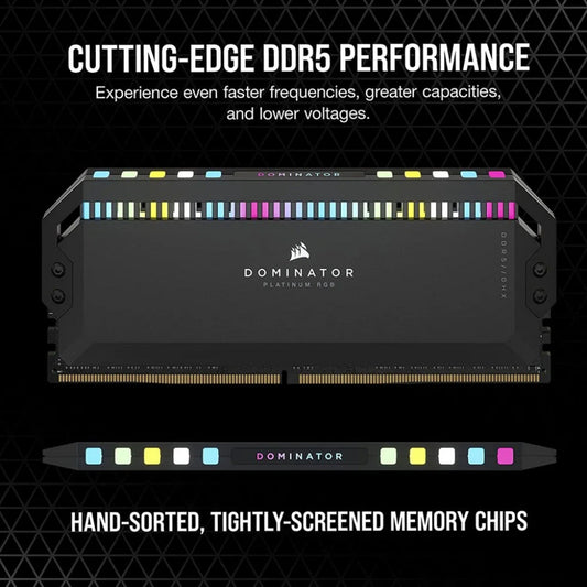 Corsair Dominator Platinum 32GB (2x16GB) DDR5 RAM 6000MHz CL36 RGB Gaming Desktop Memory
