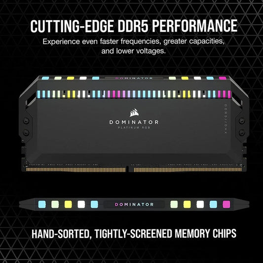 Corsair Dominator Platinum 64GB (2x32GB) DDR5 RAM 6600MHz CL32 RGB Gaming Desktop Memory