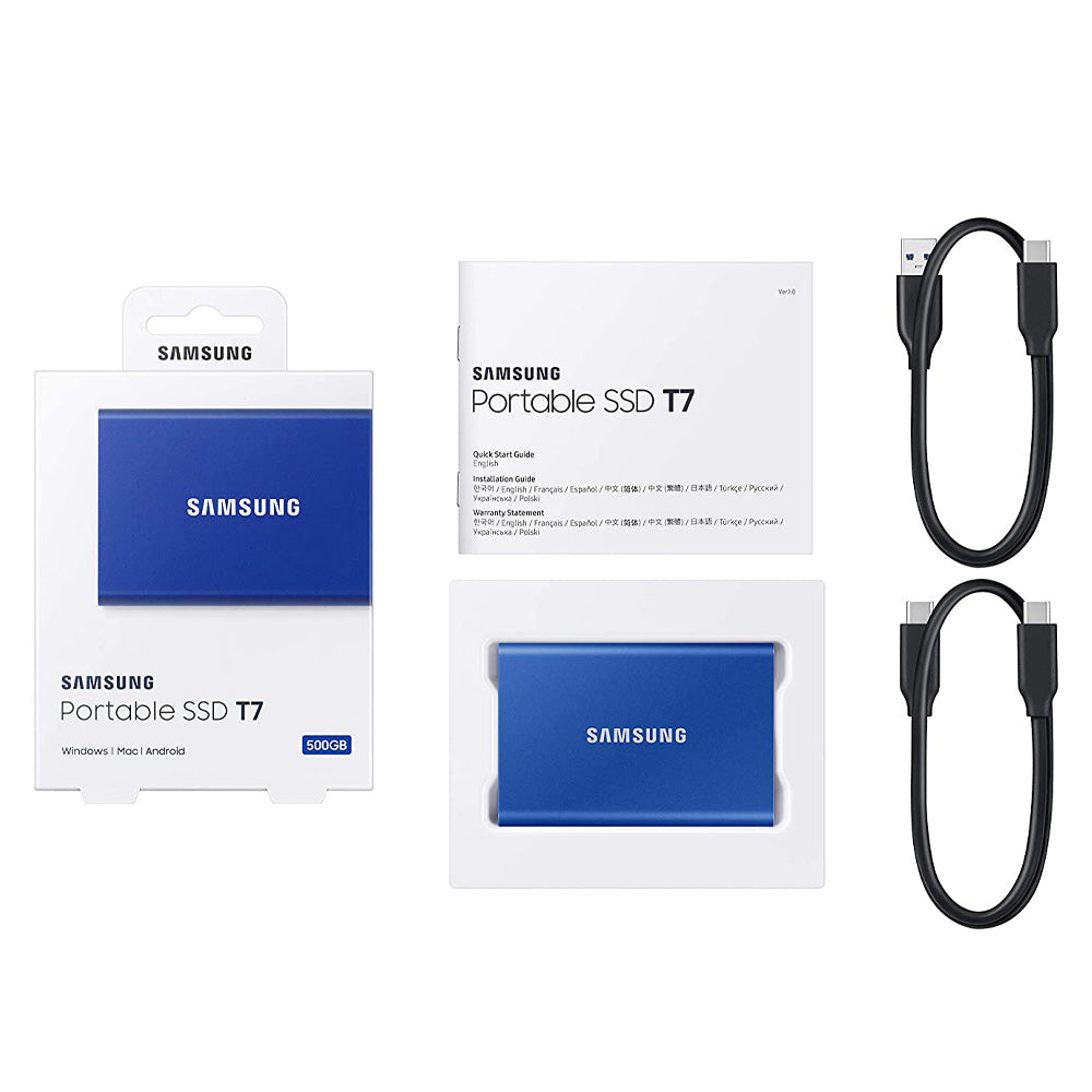 Samsung T7 500GB Portable USB 3.2 Gen 2 Type-C Blue External SSD