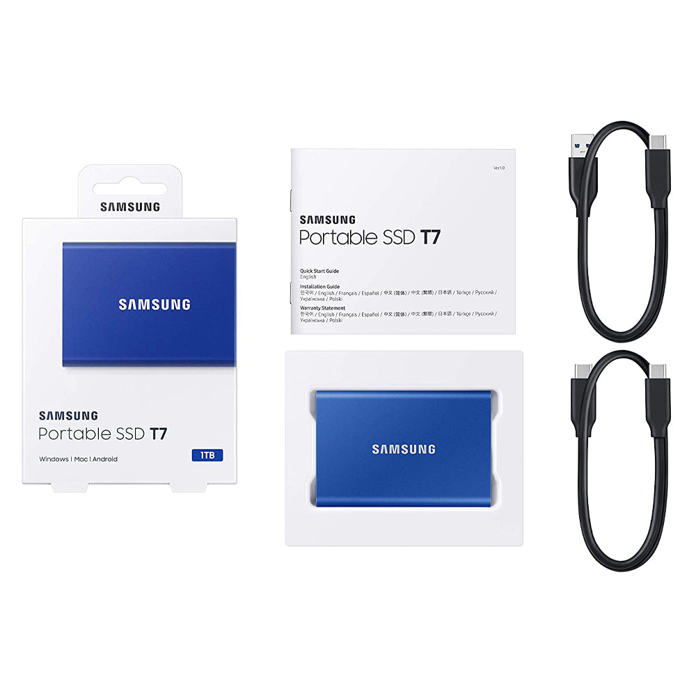 Samsung T7 1TB Portable USB 3.2 Gen 2 Type-C Blue External SSD