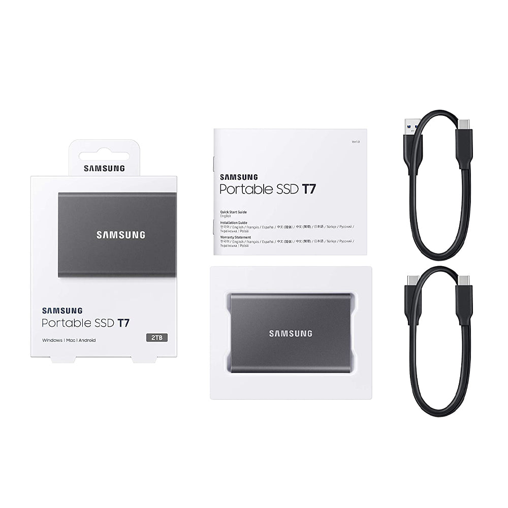 Samsung T7 2TB Portable USB 3.2 Gen 2 Type-C Gray External SSD