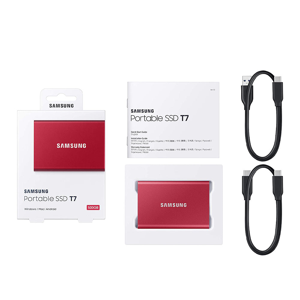 Samsung T7 500GB Portable USB 3.2 Gen 2 Type-C Red External SSD