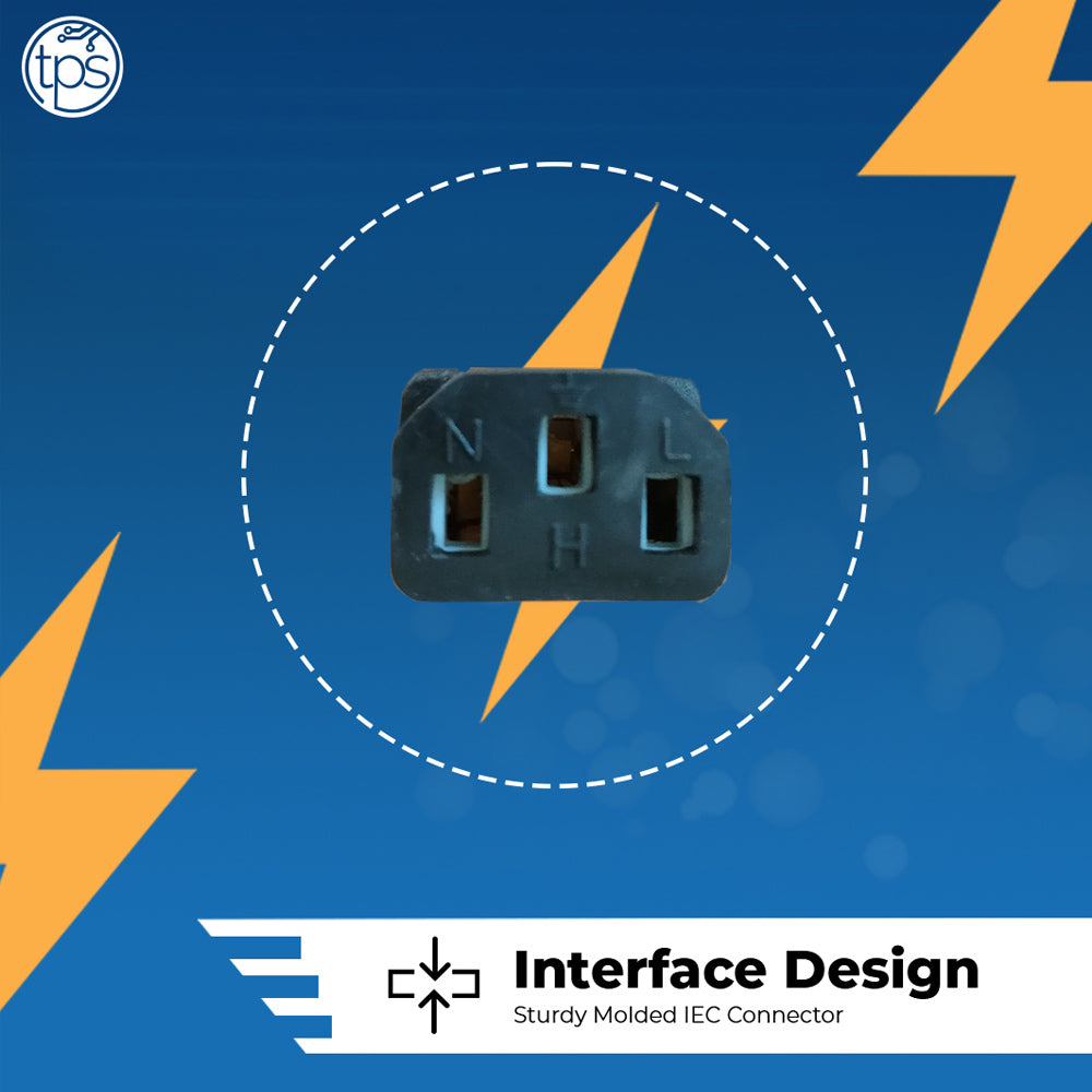 TPS Replacement Desktop Power Cable Cord (1.5 Meter) BIS Certified - 3 Pin Indian Plug