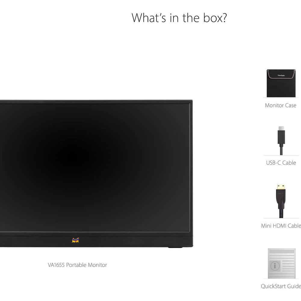ViewSonic VA1655 16” 60Hz 1080p FHD USB Type-C IPS Panel Portable Monitor with Dual Speakers