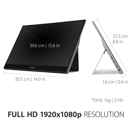 ViewSonic TD1655 16” 60Hz FHD USB-C IPS Panel Multi-Touch Portable Monitor with Speakers