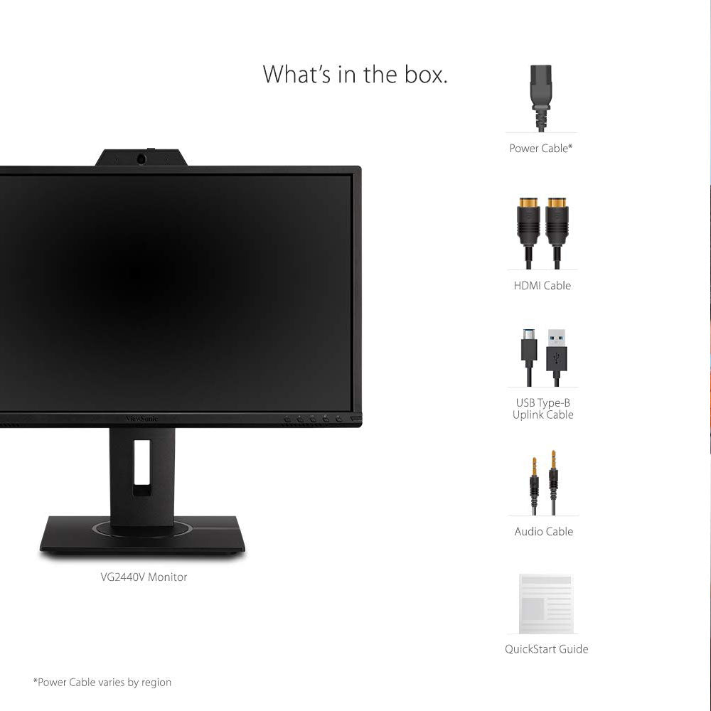 ViewSonic VG2440V 24” IPS Panel 1080p FHD Video Conferencing Monitor with Webcam & Speakers