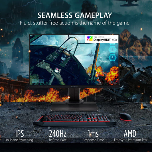 ViewSonic XG2431 24" 1080p FHD 240Hz HDR10 Fast-IPS Panel Gaming Monitor