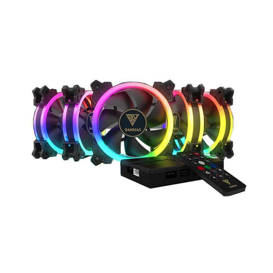 [RePacked] GAMDIAS AEOLUS M2-1205R 120 MM ARGB CASE & Radiator Fan 5 in 1 with Controller and Remote