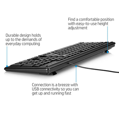 [RePacked] HP 100 Wired USB Desktop Keyboard with Height Adjustment