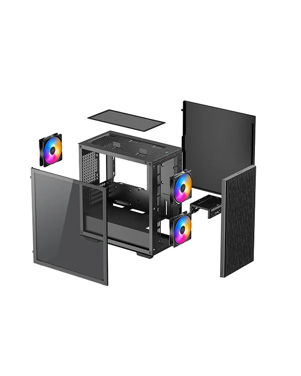 DeepCool MATREXX 40 3FS RGB Tempered Glass Side Panel M-ATX Mini-Tower Cabinet - Black