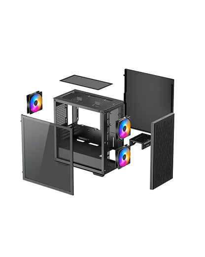 DeepCool MATREXX 40 3FS RGB Tempered Glass Side Panel M-ATX Mini-Tower Cabinet - Black