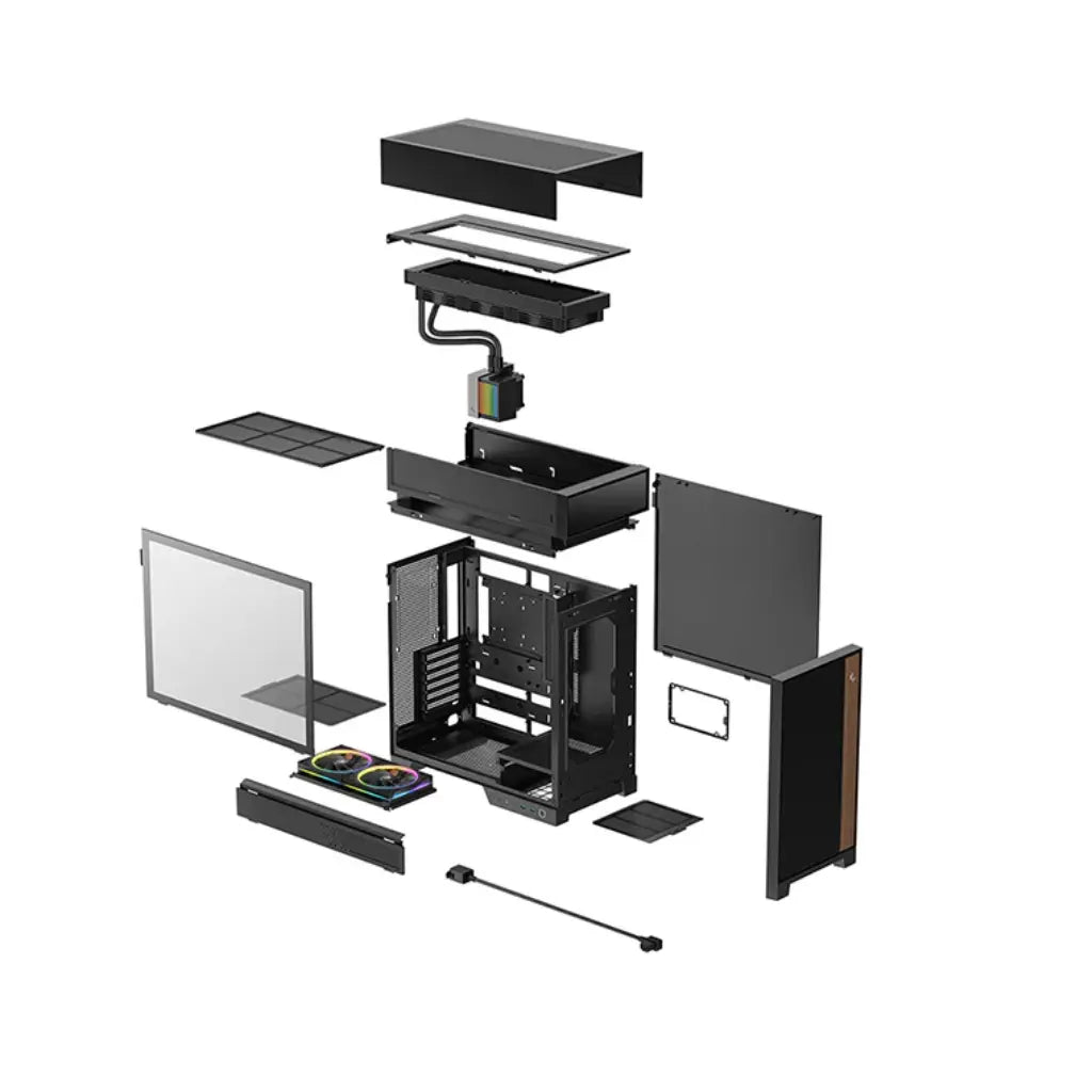 Deepcool CL6600 ATX Case with Pre‑Installed 360mm ARGB Liquid Cooler & Dual Bottom ARGB Fans