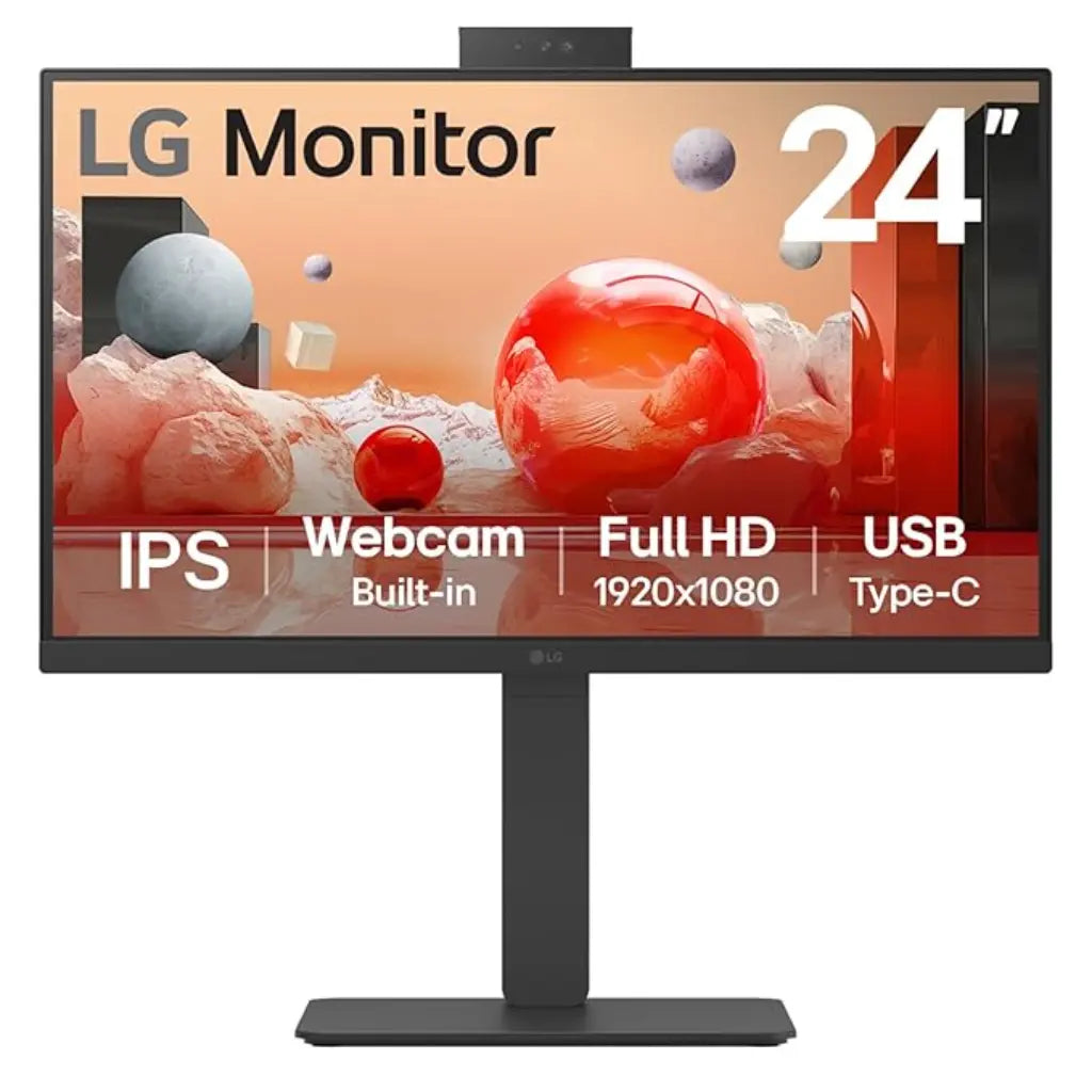 LG 24BA850 24" 100Hz Full HD IPS Monitor Built-in Webcam Mic Speakers-tpstech