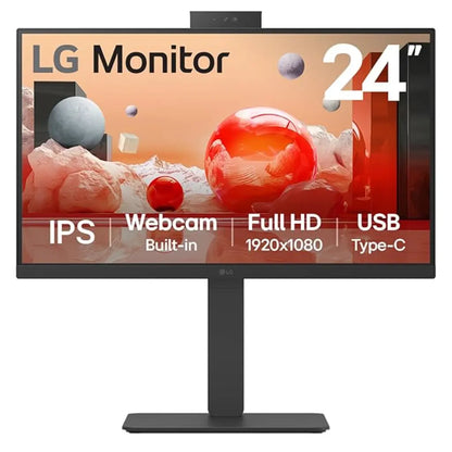 LG 24BA850 24" 100Hz Full HD IPS Monitor Built-in Webcam Mic Speakers-tpstech