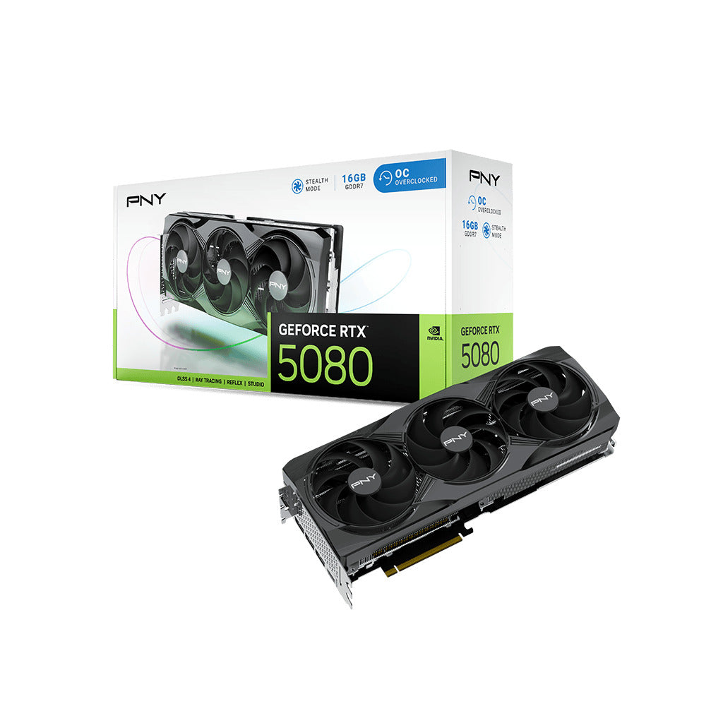 PNY GeForce RTX 5080 16GB Overclocked GDDR7 Triple Fan GPU