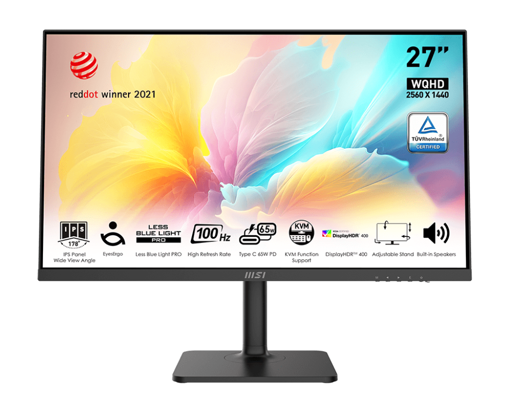 MSI Modern MD272QXP 27" WQHD 2K IPS Monitor 100Hz USB-C Height Adjustable Eye-Care Certified