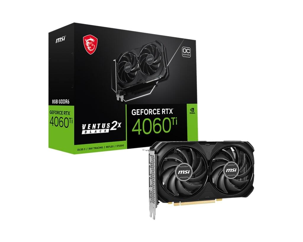 MSI GeForce RTX 4060 Ti VENTUS 2X BLACK 8G OC 128-Bit Graphics Card