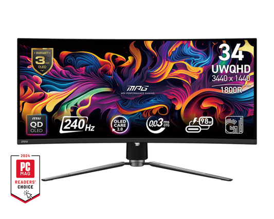 MSI MPG 341CQPX QD-OLED 34" 2K UWQHD 240Hz 0.03ms Curved OLED Gaming Monitor